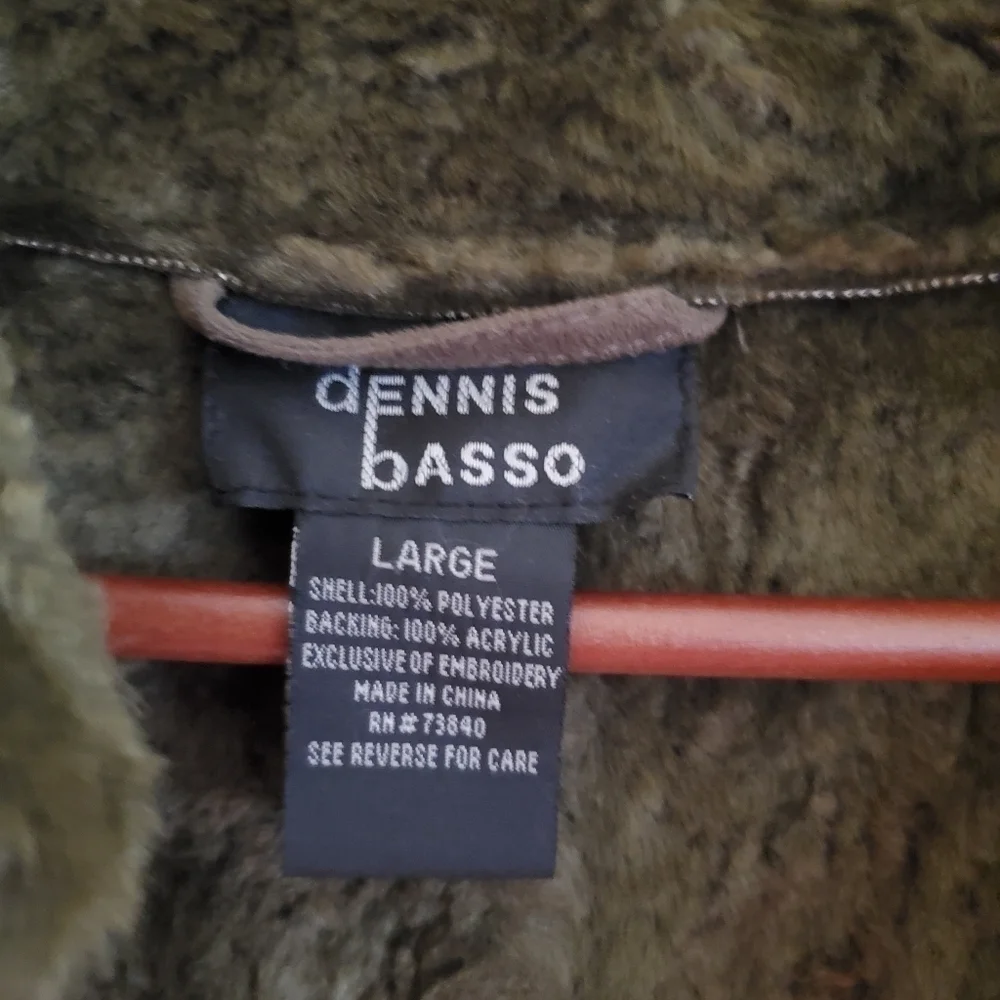 Dennis Basso faux fur green celtic eye hook jacket womens Large